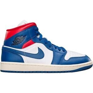 *NEW* WOMEN Nike Air Jordan 1 Mid White/French Blue-Gym Red (BQ6472 146) Size 8